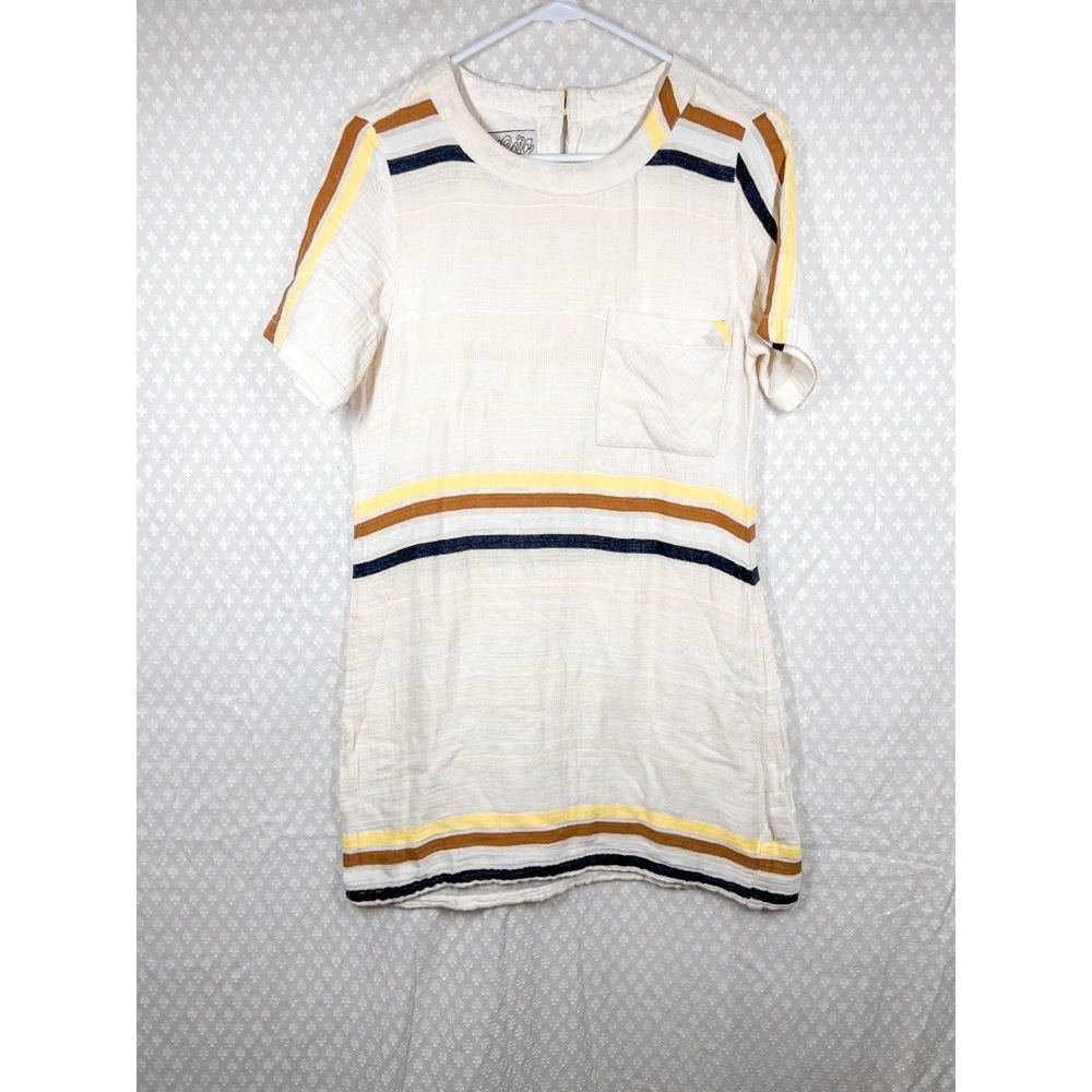 Ace & Jig Cream Striped‎ Short Sleeve Muslin Cotton T Shirt Dress